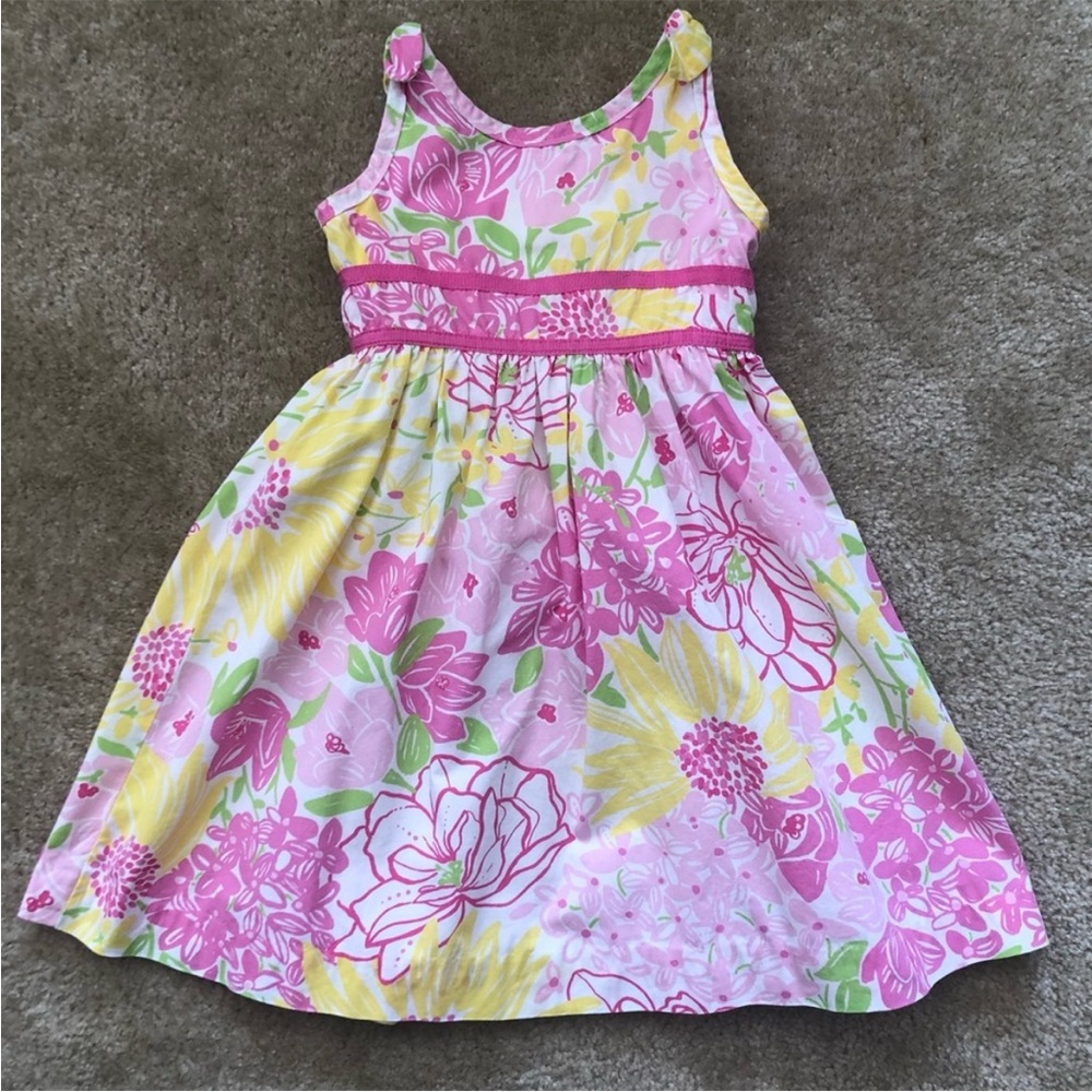 Lilly Pulitzer  toddler dress. Floral Pink and Yellow Dress